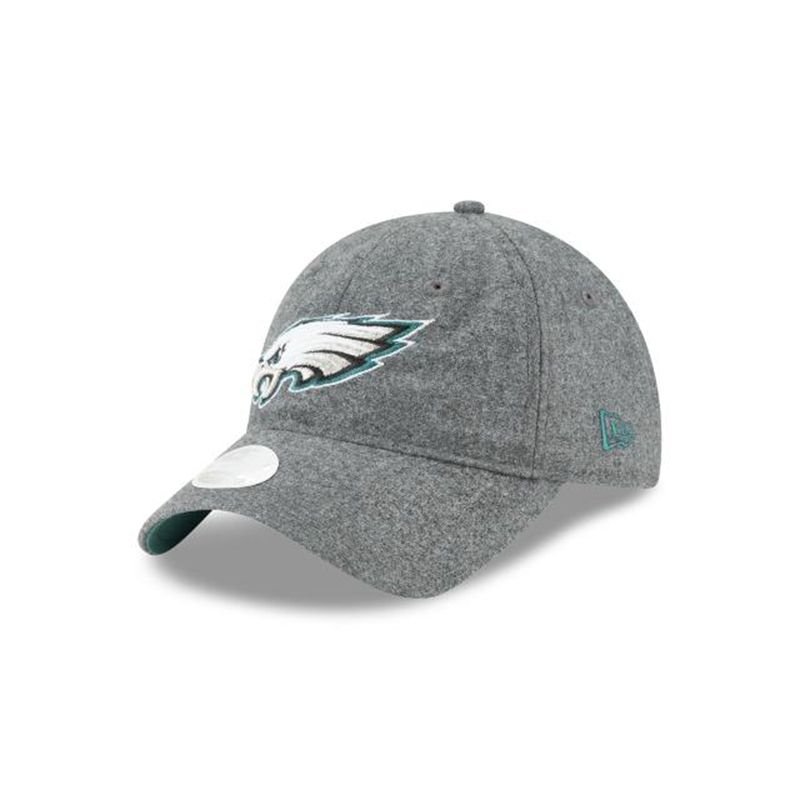 NFL Philadelphia Eagles Womens Melton Wool 9Twenty Adjustable (ISO7589) - Grey New Era Caps